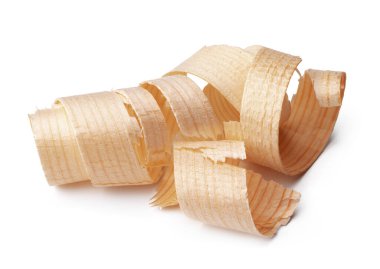 Beyaz zemin üzerinde izole ahşap talaşı