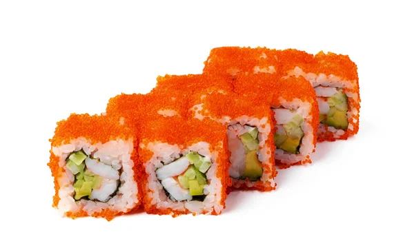 Japán konyha sushi tekercs fehér alapon — Stock Fotó