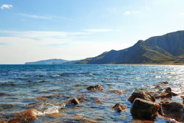 Arkaplan için taşlı deniz fotoğrafı