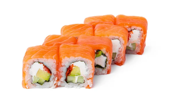 Ιαπωνική Κουζίνα Sushi Roll σε λευκό φόντο — Φωτογραφία Αρχείου