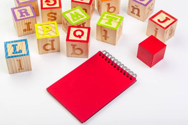 Abc alphabet with paper note book — Stock Photo, Image