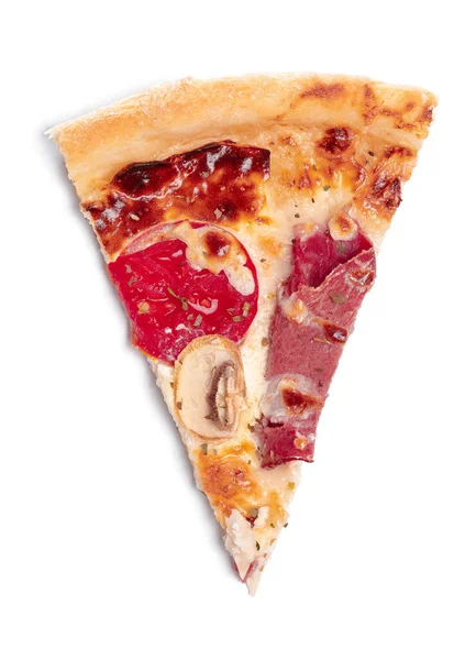 Scheibe frischer italienischer Klassiker Pizza isoliert auf weißem Hintergrund — Stockfoto