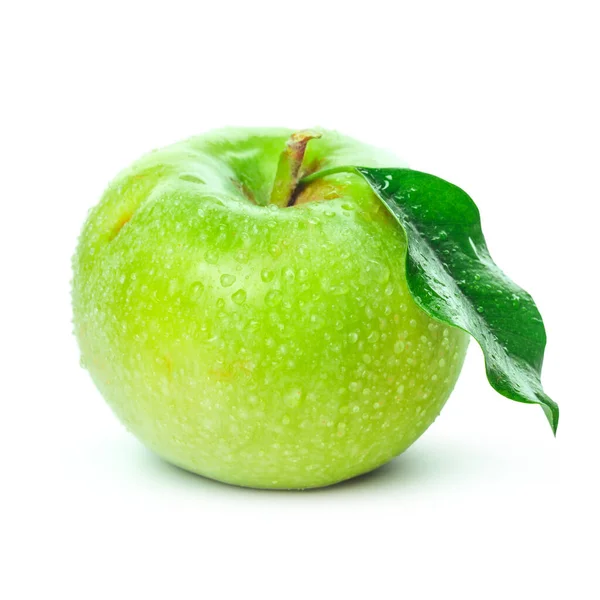 하얀 배경에서 고립된 싱싱 한 녹색 사과 — 스톡 사진
