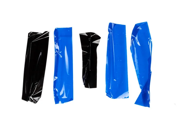 Conjunto de fitas azuis sobre fundo branco — Fotografia de Stock