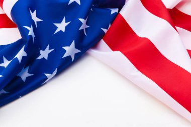Beyaz arka planda Amerikan bayrağı sınırı izole edildi