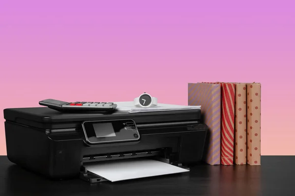 Compact home laser printer against pink background — Stock Photo, Image