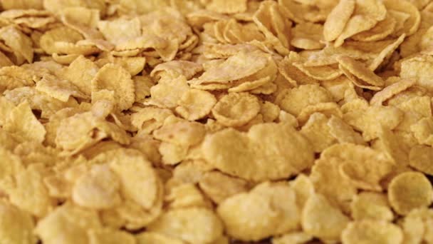 Hintergrund von Cornflakes Frühstückszerealien hautnah — Stockvideo