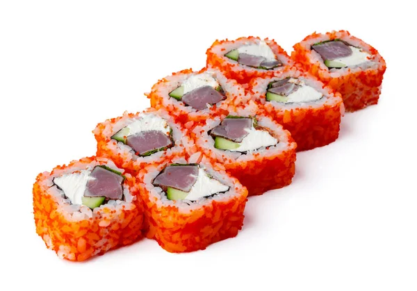 California sushi roll isolato su sfondo bianco — Foto Stock
