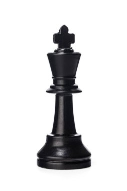 Beyaz arkaplanda siyah satranç taşı izole