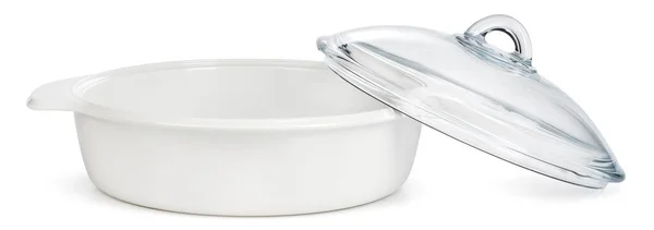 Vit keramik matlagning potten isolerad på en vit bakgrund — Stockfoto
