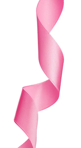 粉红色卷曲缎带隔离在白色 — 图库照片