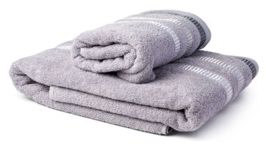 Banyo havlusu beyaz arkaplanda izole edilmiş. Yakın plan.