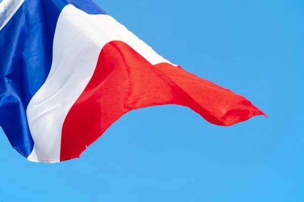 Flag of France waving in the wind in the sky — Stock Photo, Image