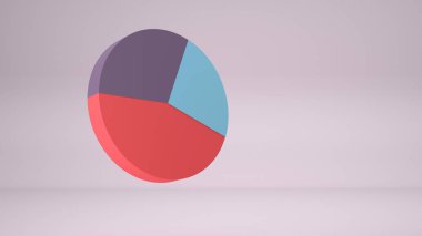 Pembe arka planda renkli iş diyagramının 3B görüntüsü