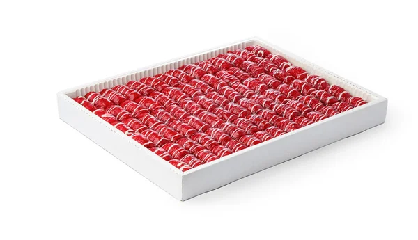 Beyaz bir kutuda Türk baklava tatlısı çeşitleri.