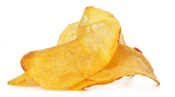 Batatas fritas fechar no fundo branco — Fotografia de Stock