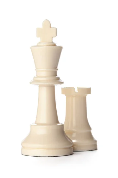 Pieza de ajedrez blanca aislada sobre fondo blanco —  Fotos de Stock