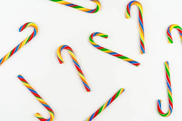 Candy cane Christmas pattern on white background — Stock Photo, Image