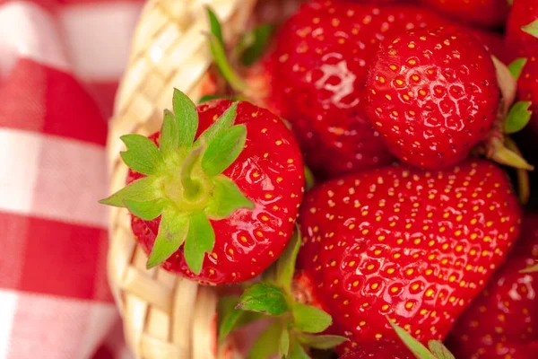 Close up of fresh ripe strawberry fruits — Stock Photo, Image