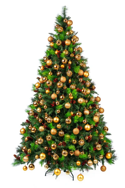 Bela árvore de Natal isolado no fundo branco — Fotografia de Stock