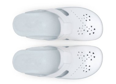 Beyaz arka planda izole edilmiş botlar. Üstte görüntü.