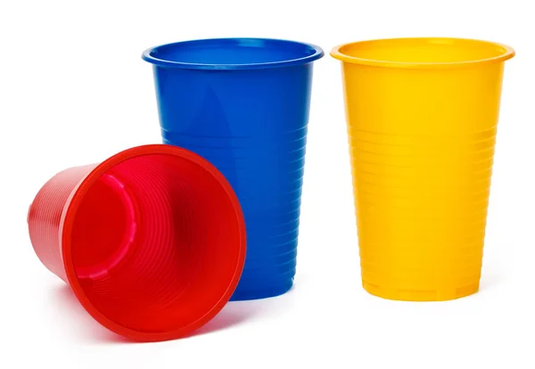 Group Of 5 Five Colored Plastic Cups Isolated Over White Stock Photo,  Picture and Royalty Free Image. Image 4068304.