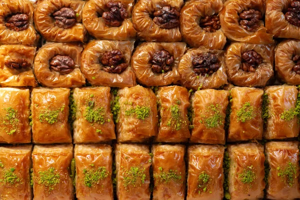 Vue du dessus texture du motif alimentaire de la baklava turque — Photo