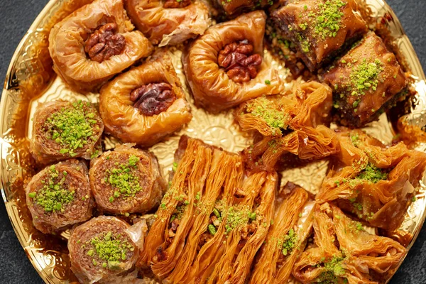 Close up of delicious baklava at a hotel buffet — Stock Photo, Image