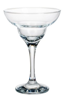 Beyaz arka planda izole edilmiş boş şarap kadehi.