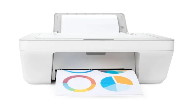 白色底座上隔离的喷墨打印机 — 图库照片