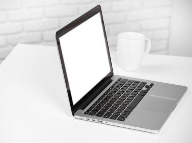 Laptop stands on a table