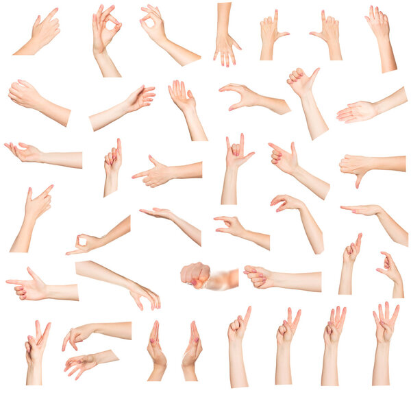 Set of many different hands