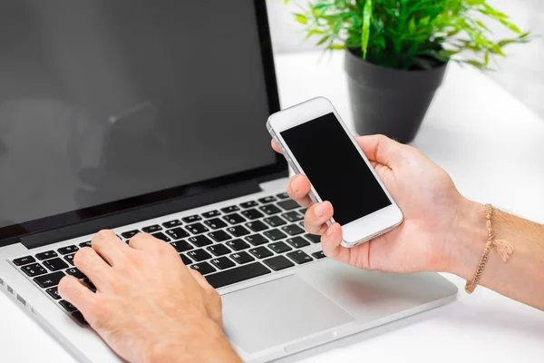 Hands with laptop Stock Photo