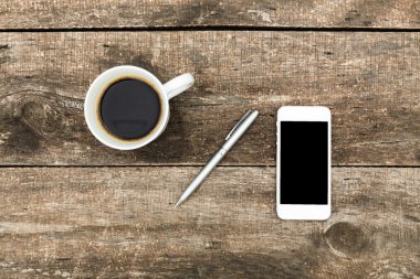 ofis çalışma masası üst görünümü