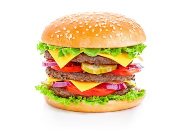 Beyaz arkaplanda hamburger