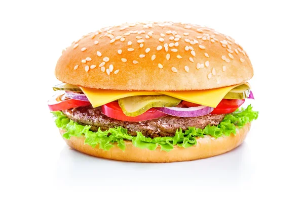 Hamburger na bílém pozadí — Stock fotografie