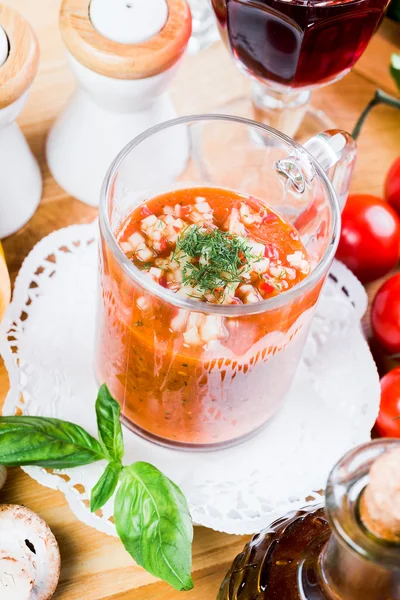 Hideg paradicsom leves gazpacho — Stock Fotó