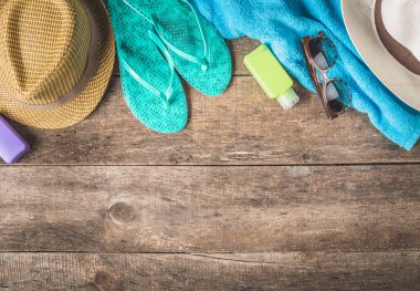 Renkli plaj öğeleri grup