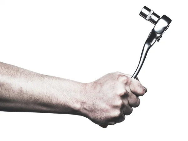 Herramienta de llave de mano mecánica en la mano —  Fotos de Stock
