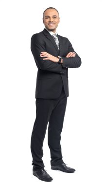 Genç işadamı beyaz arka plan üzerinde izole