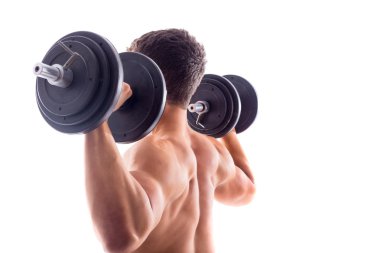 Ağırlık kaldırma kaslı bir adam portresi