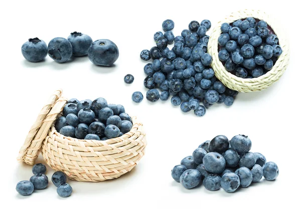 Collage of blueberries on white — Stock Photo, Image