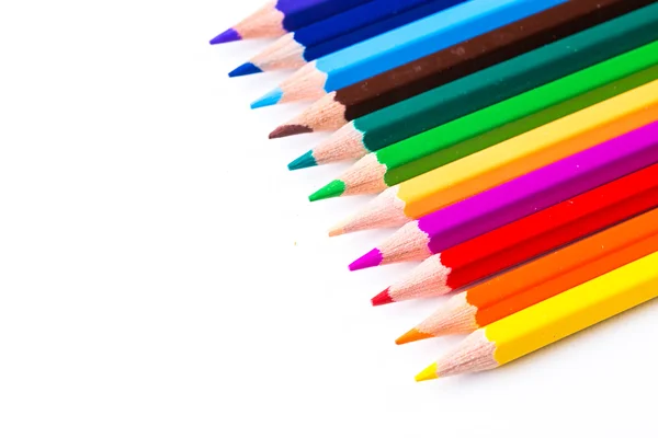 Fargede blyanter i umiddelbar nærhet – stockfoto