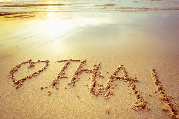 Signos en la playa de arena — Foto de Stock