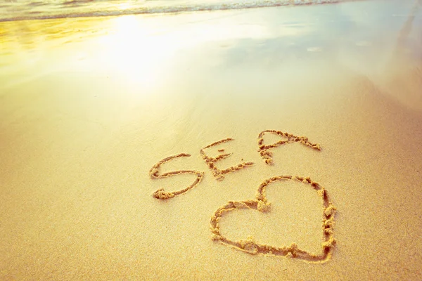 Signs on Sand beach — Stock Photo, Image