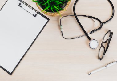 tıbbi Pano ve stetoskop.