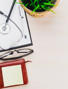 tıbbi Pano ve stetoskop.