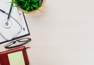 tıbbi Pano ve stetoskop.