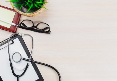 tıbbi Pano ve stetoskop.