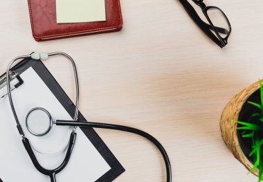 tıbbi Pano ve stetoskop.